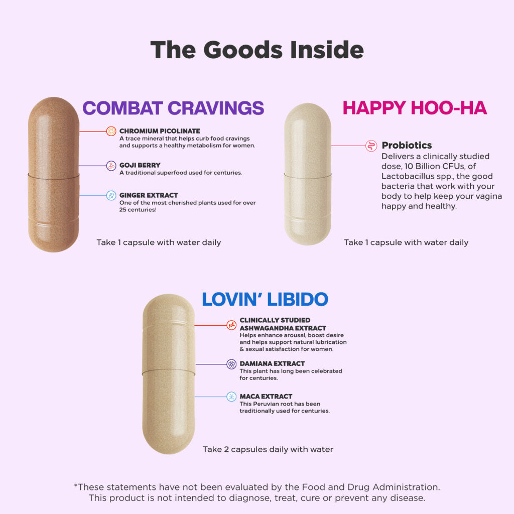 OLLY Total Women’s Wellness, Lovin’ Libido, Happy Hoo-Ha, Combat Cravings Variety 3-Pack