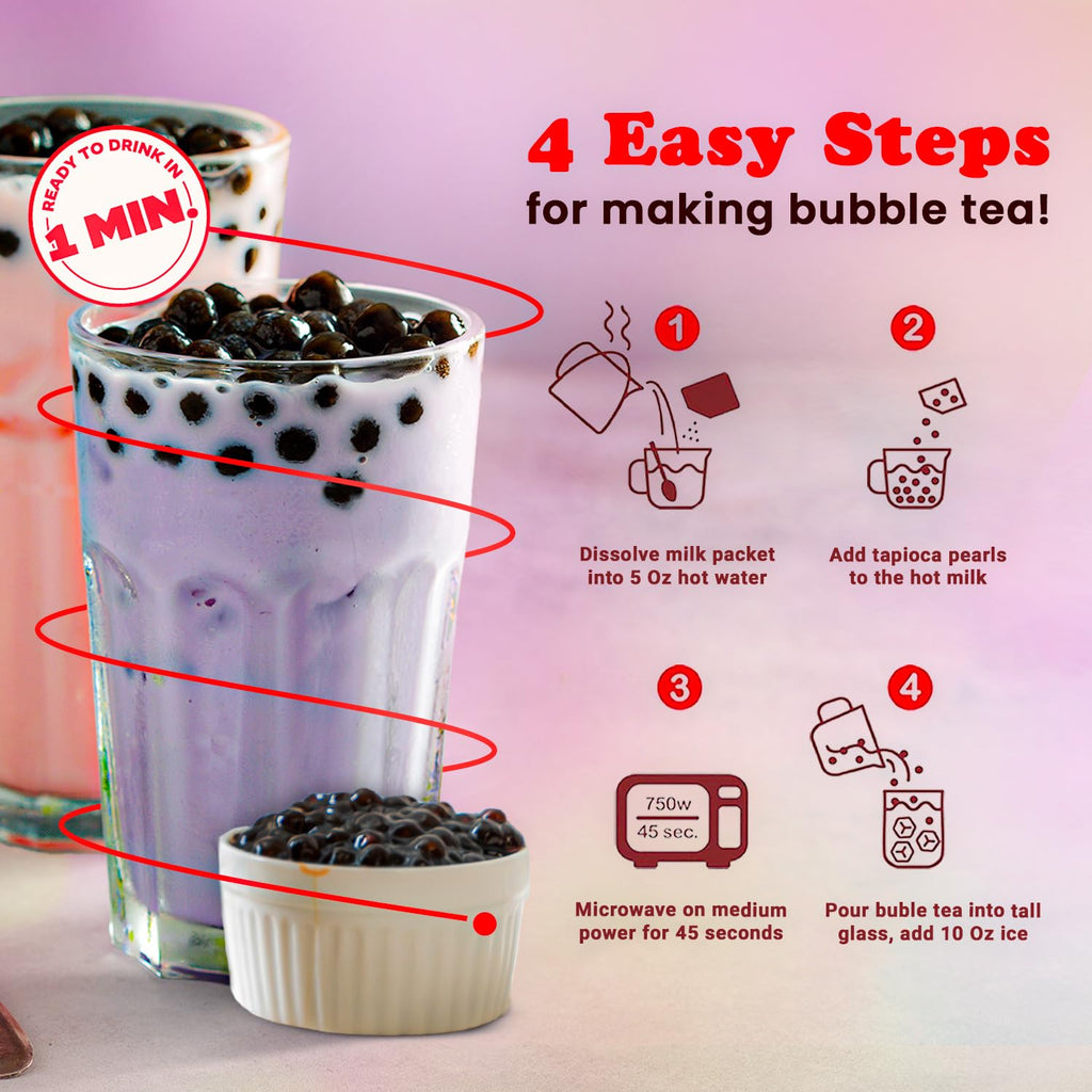 Pocas Bubble Tea Kit, Brown Sugar 2-Pack – Instant Milk Tea Powder with Authentic Tapioca Pearls for Instant Bubble Tea, 10 Kits
