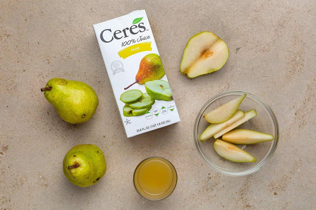 Ceres 100% All Natural Pure Fruit Juice Blend—Delicious Pear Edition—No Added Sugar, Cholesterol Free, Gluten Free—33.8 FL OZ (Pack of 6)