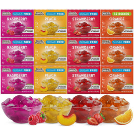 Simply Desserts Sugar-Free Jel Variety 12-Pack (Raspberry, Peach, Orange,Strawberry)-Vegan Dessert, Keto Snacks, Diabetic Friendly & Kosher, 1.7 Oz Ea