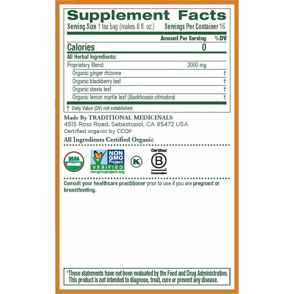 Traditional Medicinals Organic Ginger Aid Herbal Tea - Caffeine Free -16 Bags-,TRADITIONAL MEDICINALS,OxKom