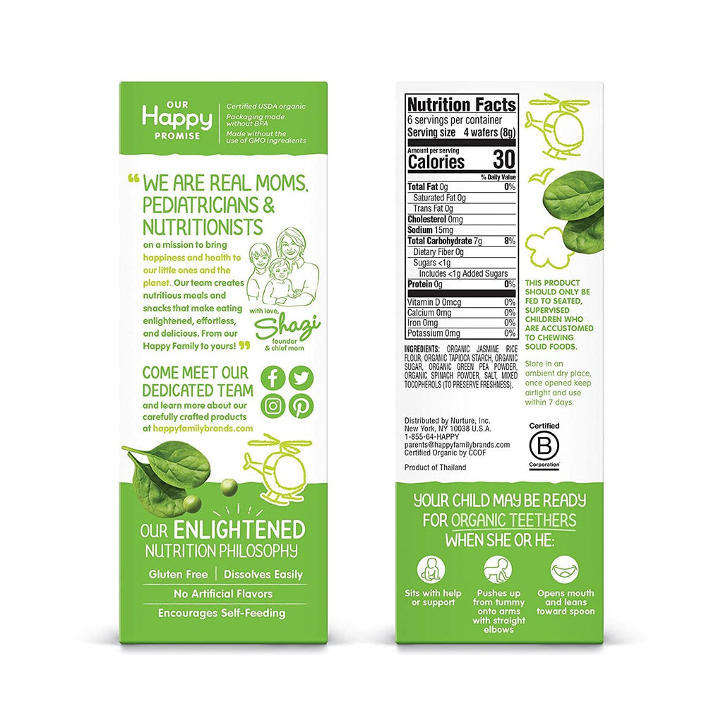 Happy Babby pea & Spinach Teething Wafers 1.7 oz,HAPPY BABY,OxKom