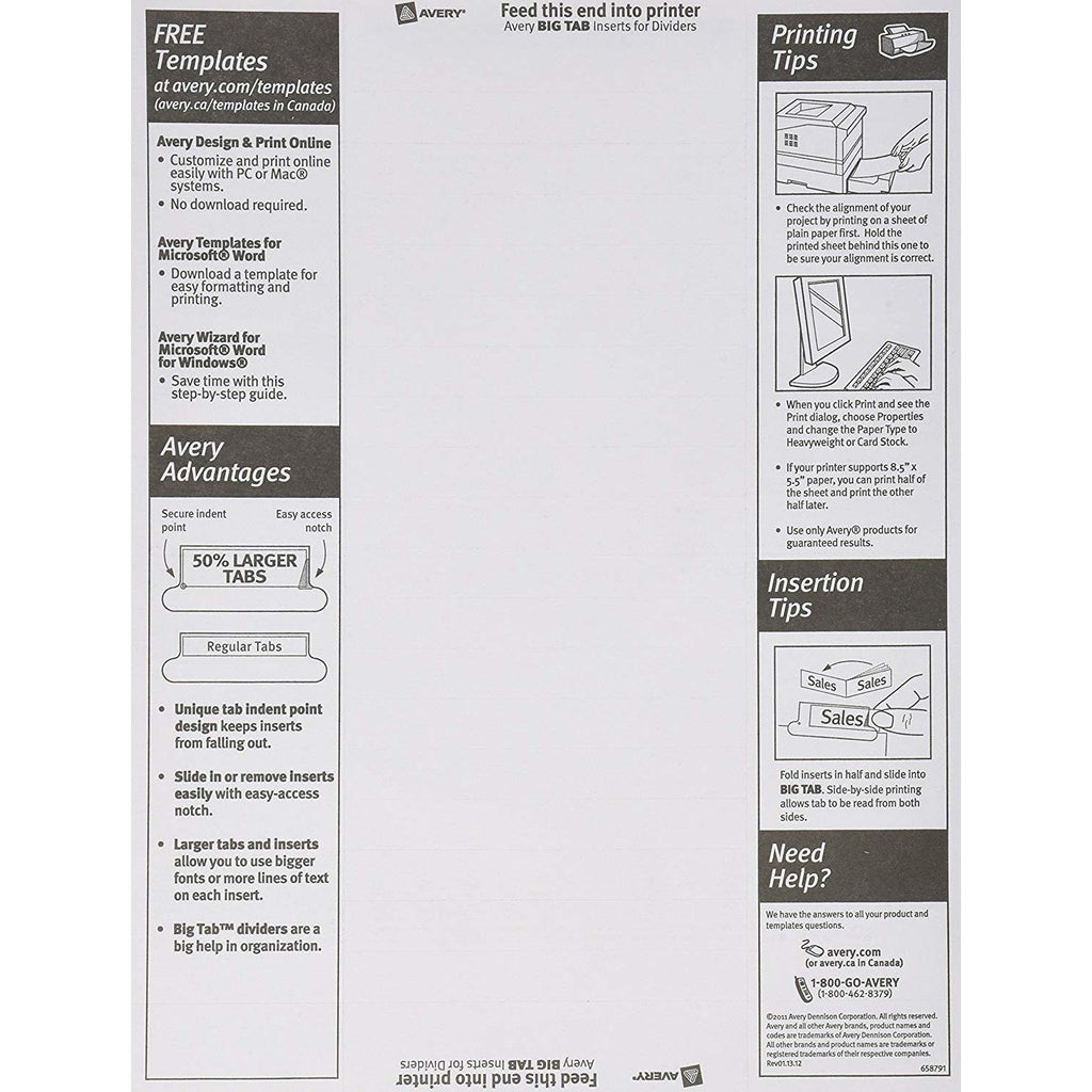 WorkSaver Big Tab Reinforced Dividers With Clear Tabs, 5-Tab, Letter, Buff,AVERY,OxKom