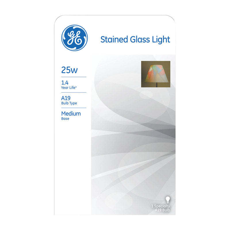 GE Lighting  Stained Glass 25 watts A19 Incandescent Bulb 380 lumens,Ge Lighting,OxKom