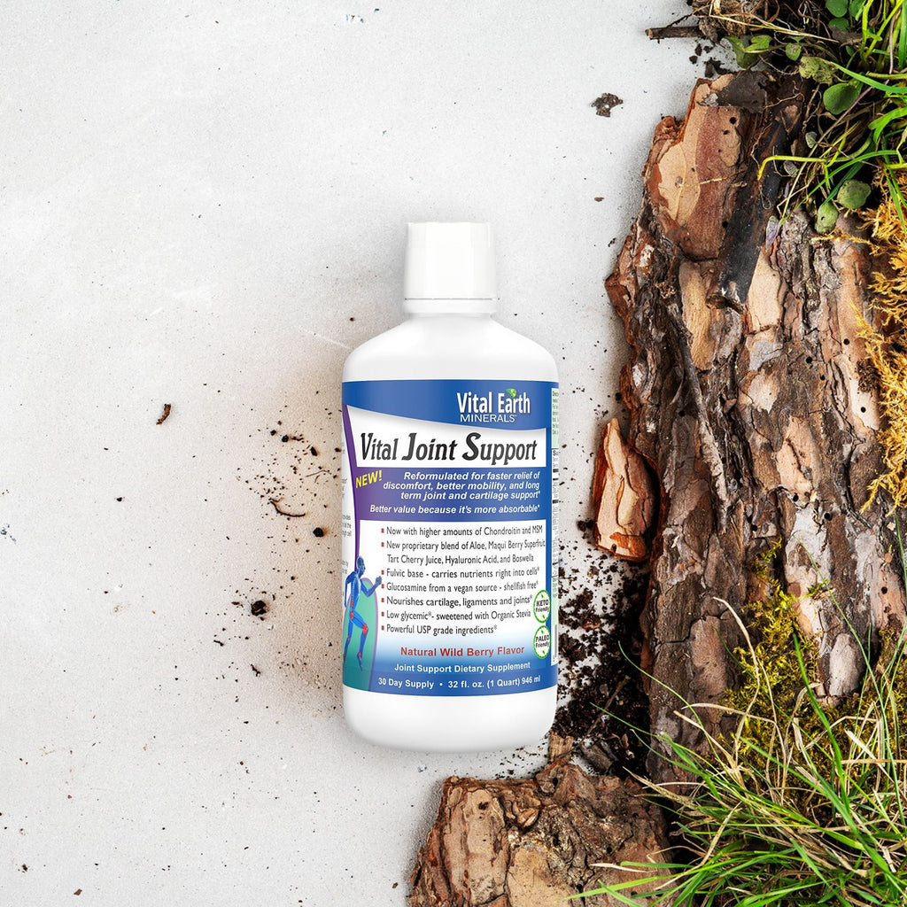 Vital Earth Joint Support Supplement with Fulvic Acid Trace Minerals - Liquid MSM/Liquid Glucosamine Chondroitin for Humans, Aloe Vera/Tart Cherry Juice/Hyaluronic Acid/Boswellia, 32 Fl Oz