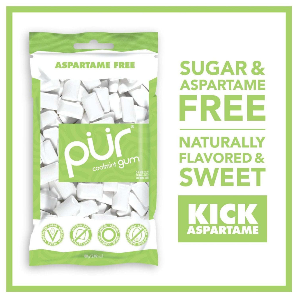 Pur Gum - Coolmint - Aspartame Free - 57 Pieces - 80 g -,PUR GUM,OxKom