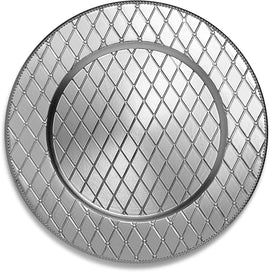 Silver charger plates Diamond Design - 13-Inch Elegant Chargers - Set of 6 - For Small to Regular-Size Dinnerware & Soup Bowls - Suitable for Weddings, Parties, Anniversary, Thanksgiving