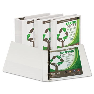 Earth's Choice Biodegradable Angle-D Ring View Binder, 1" Capacity, White