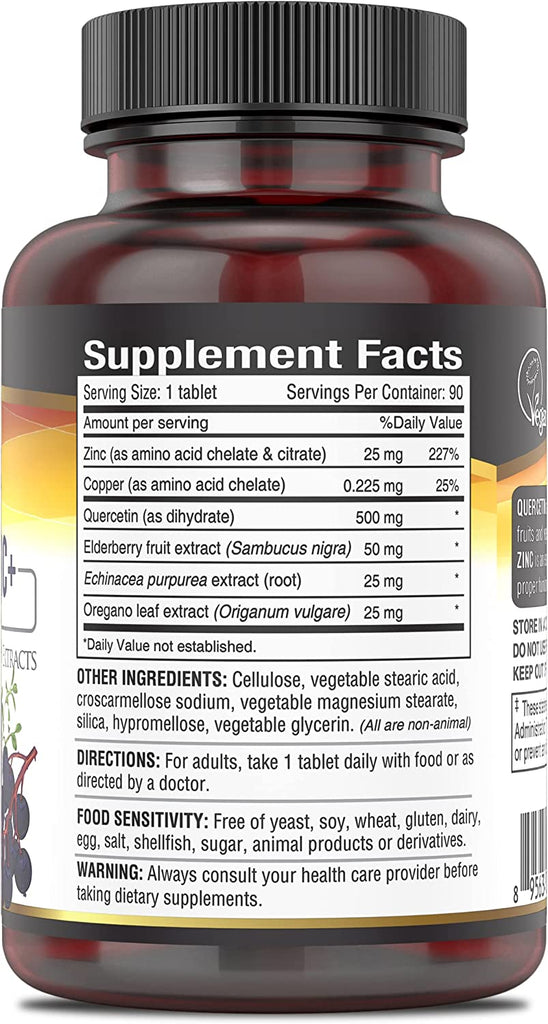 DEVA VEGAN QUERCETIN 500 MG WITH ZINC & ELDERBERRY 90 TABS