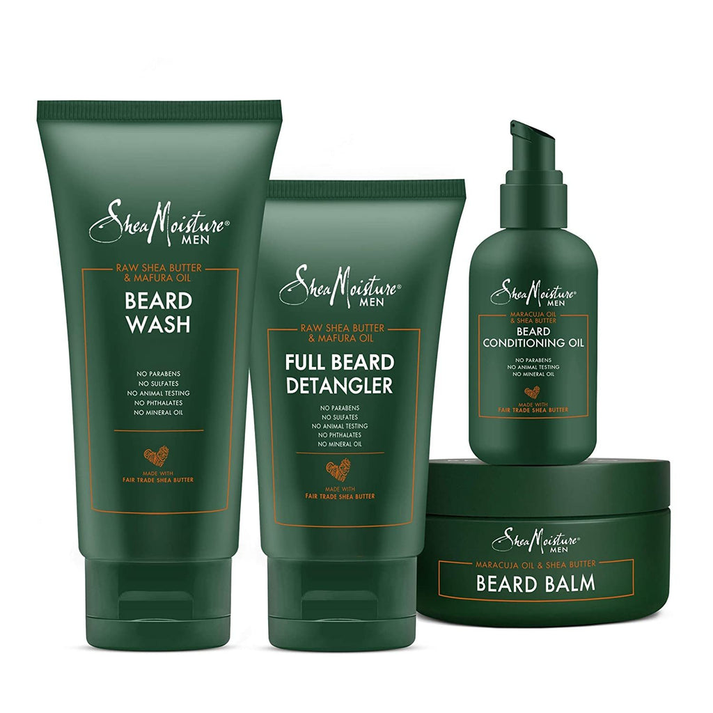 Shea Moisture Complete Beard Kit | All Natural Ingredients | Maracuja Oil & Shea Butter | Beard Balm | Beard Conditioning Oil | Beard Wash | Beard Detangler | Gift Box,SheaMoisture,OxKom