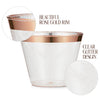 100 Pack 9oz Plastic Cups Gold Glitter with a Gold Rim - Premium Disposable Party Cups - Elegant and Classy Sturdy Cups - Weddings Birthdays Anniversaries and Other Social Events