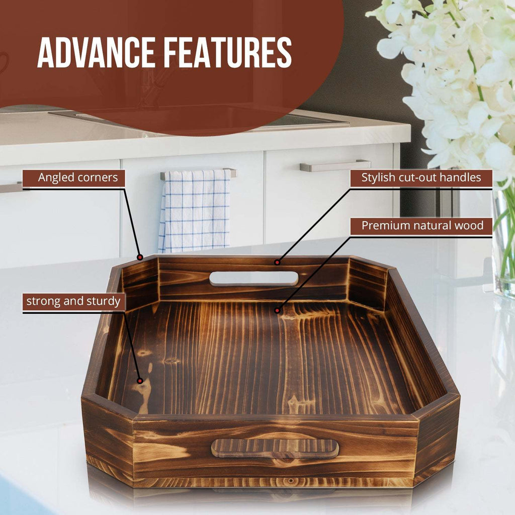 Rustic Coffee Table Ottoman Tray Farmhouse 17 X 13 X 2 Inches,Chateau Fine Tableware,OxKom