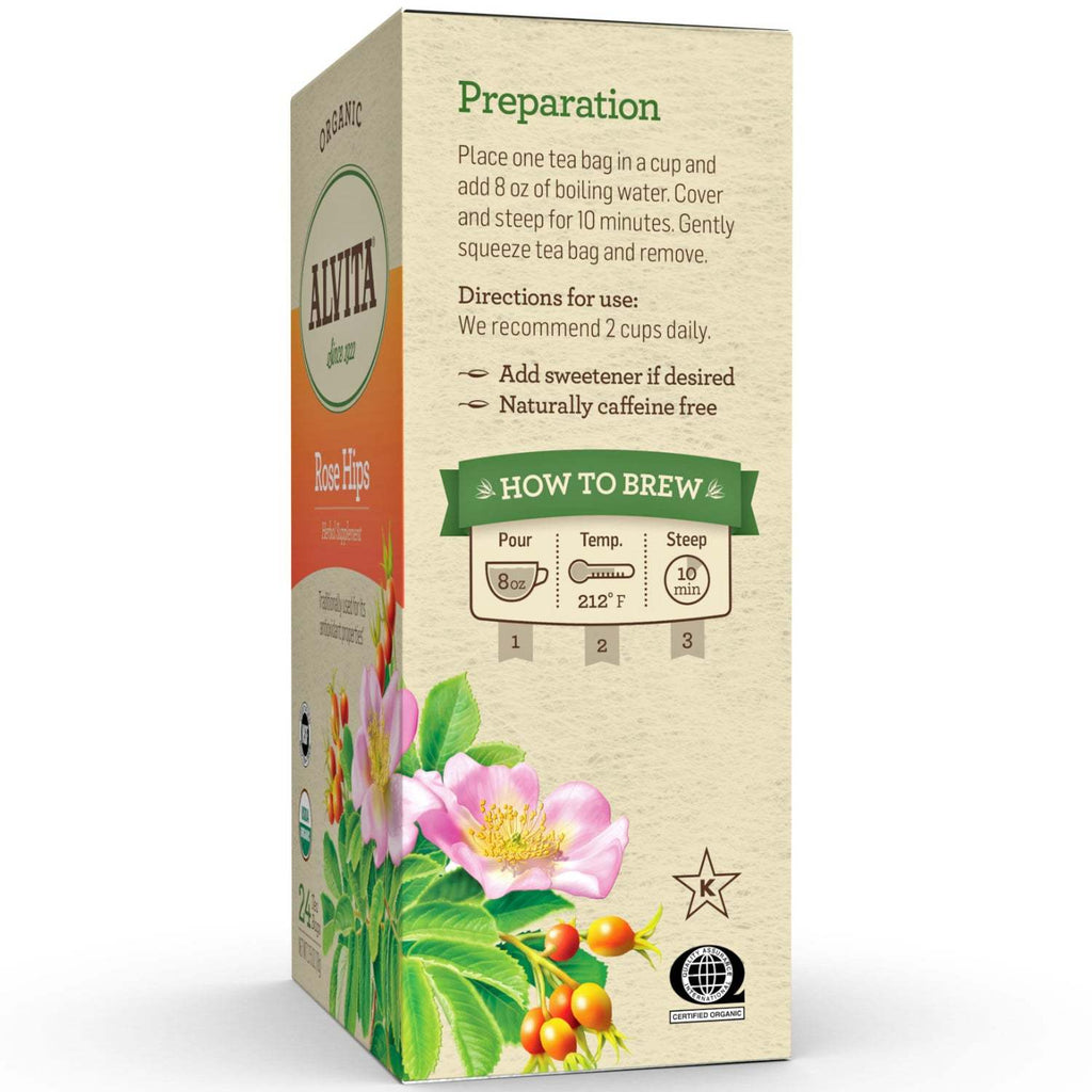 Alvita Tea - Organic - Rose Hips Herbal - 24 Tea Bags,ALVITA,OxKom