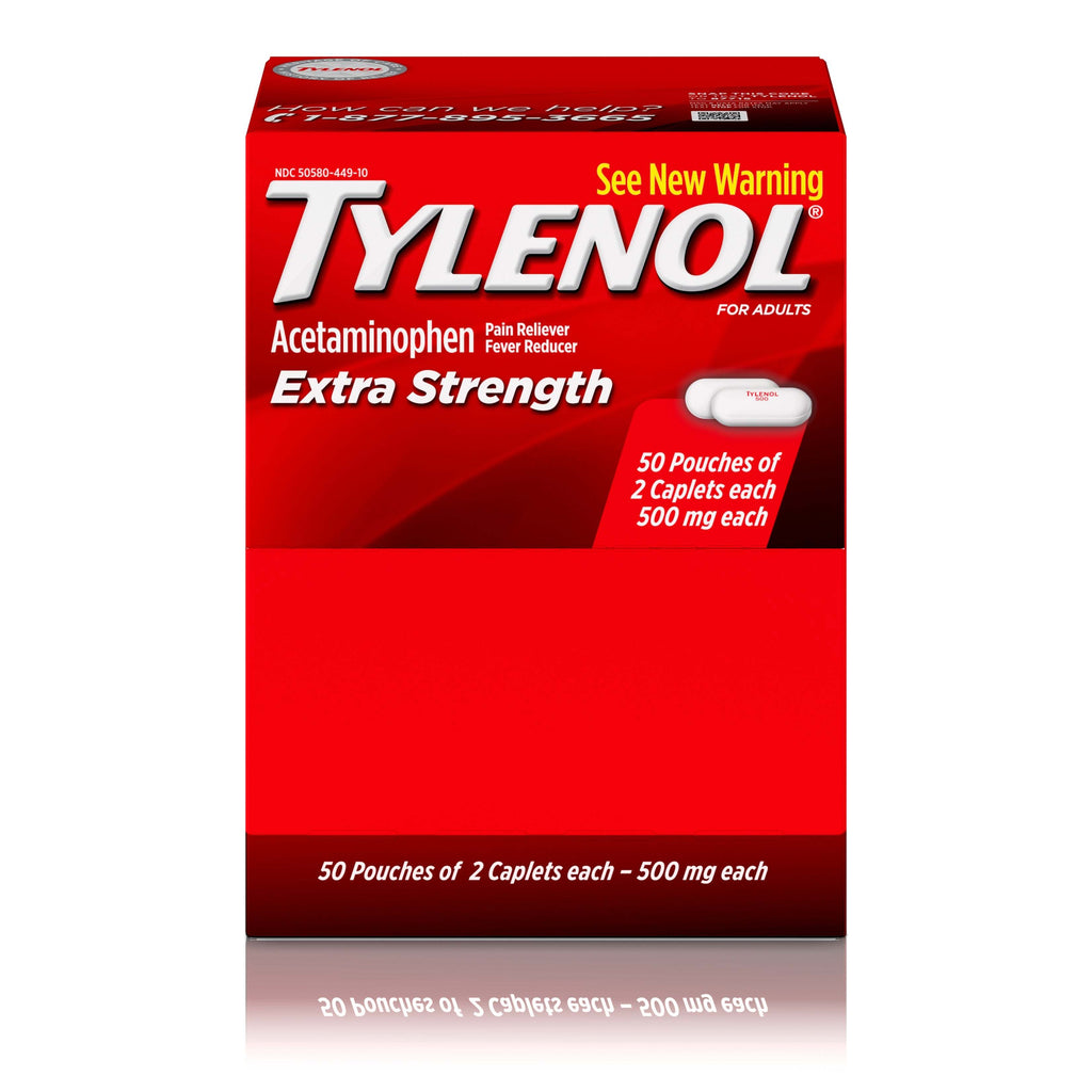 Extra-Strength Caplets, Two-Pack, 50 Packs/Box,TYLENOL,OxKom