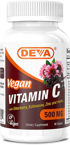 DEVA VEGAN VITAMIN C - 500 MG WITH ELDERBERRY