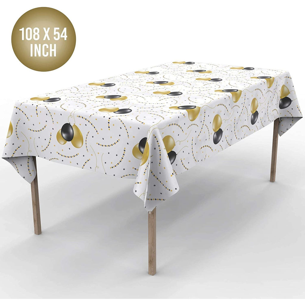 Party Tablecloth Black & Gold Balloons Set Of 4 Disposable Decor,Chateau Fine Tableware,OxKom