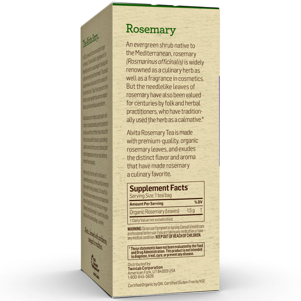 Alvita Tea - Organic - Rosemary Herbal - 24 Tea Bags
