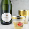 100 Pack 9Oz Plastic Cups Gold Glitter W/ Rim Prem Disposable Party