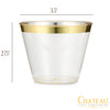 100 Pack 9Oz Plastic Cups Gold Glitter W/ Rim Prem Disposable Party