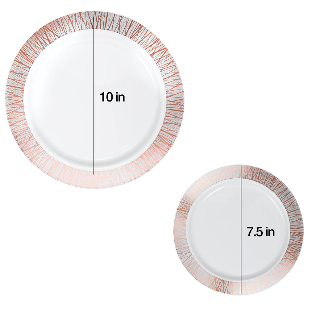 180-Piece Rose Gold Plates & Dinnerware Set With Plastic Silverware