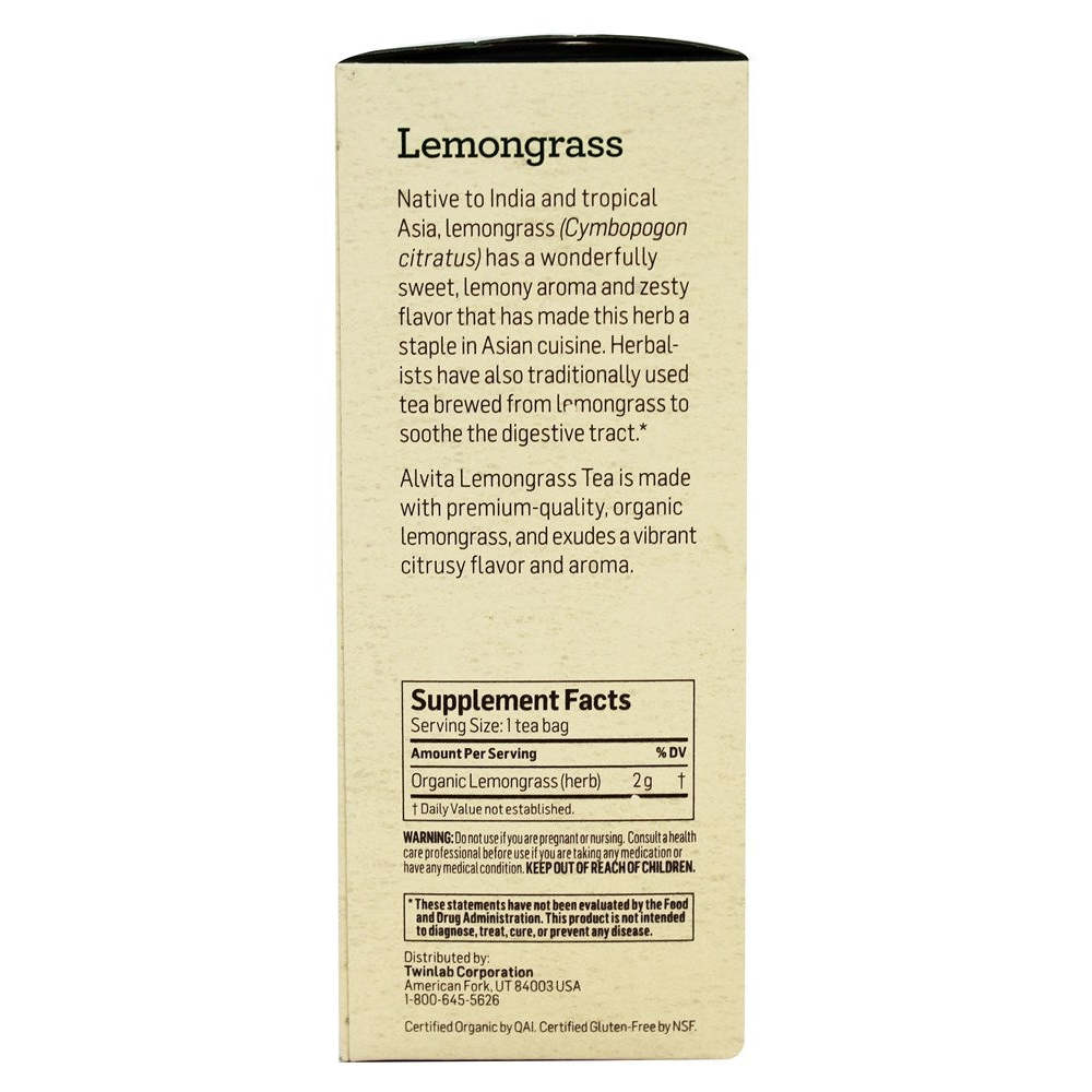 Alvita Tea - Organic - Lemongrass Herbal - 24 Tea Bags,ALVITA,OxKom