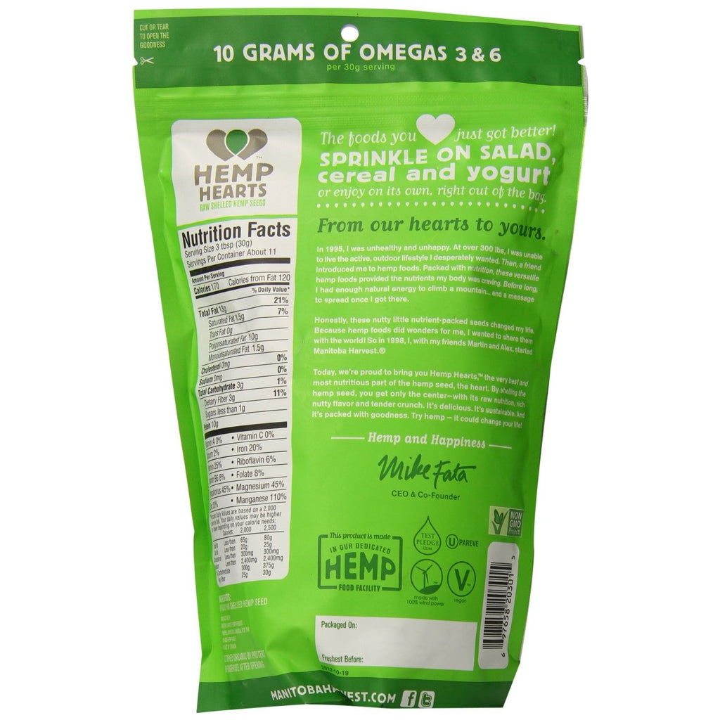 Manitoba Harvest Certified Organic Hemp Hearts Shelled Hemp Seed - 12 oz,MANITOBA HARVEST,OxKom