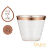 100 Pack 9oz Plastic Cups Gold Glitter with a Gold Rim - Premium Disposable Party Cups - Elegant and Classy Sturdy Cups - Weddings Birthdays Anniversaries and Other Social Events