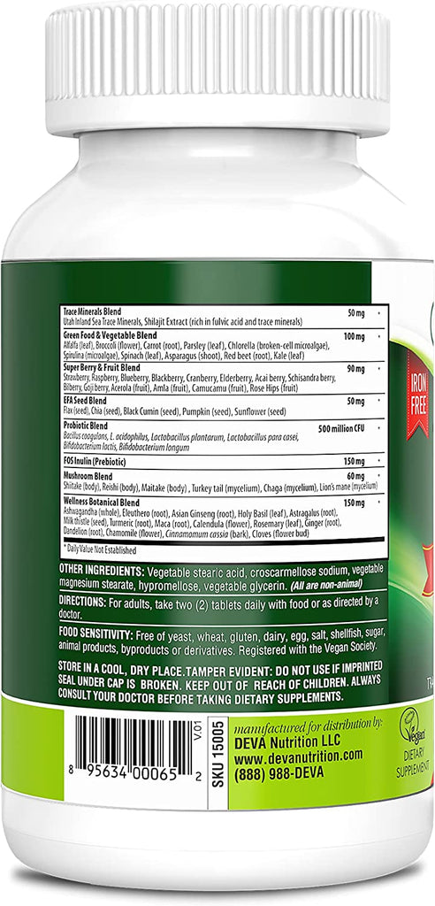 Deva Vegan "Tuba Prime" Multivitamin WIth Iron 90 Tabs