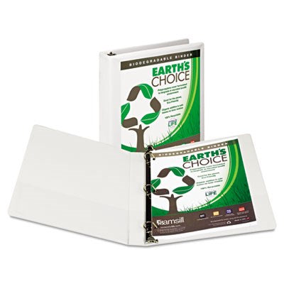 Earth's Choice Biodegradable Angle-D Ring View Binder, 1" Capacity, White
