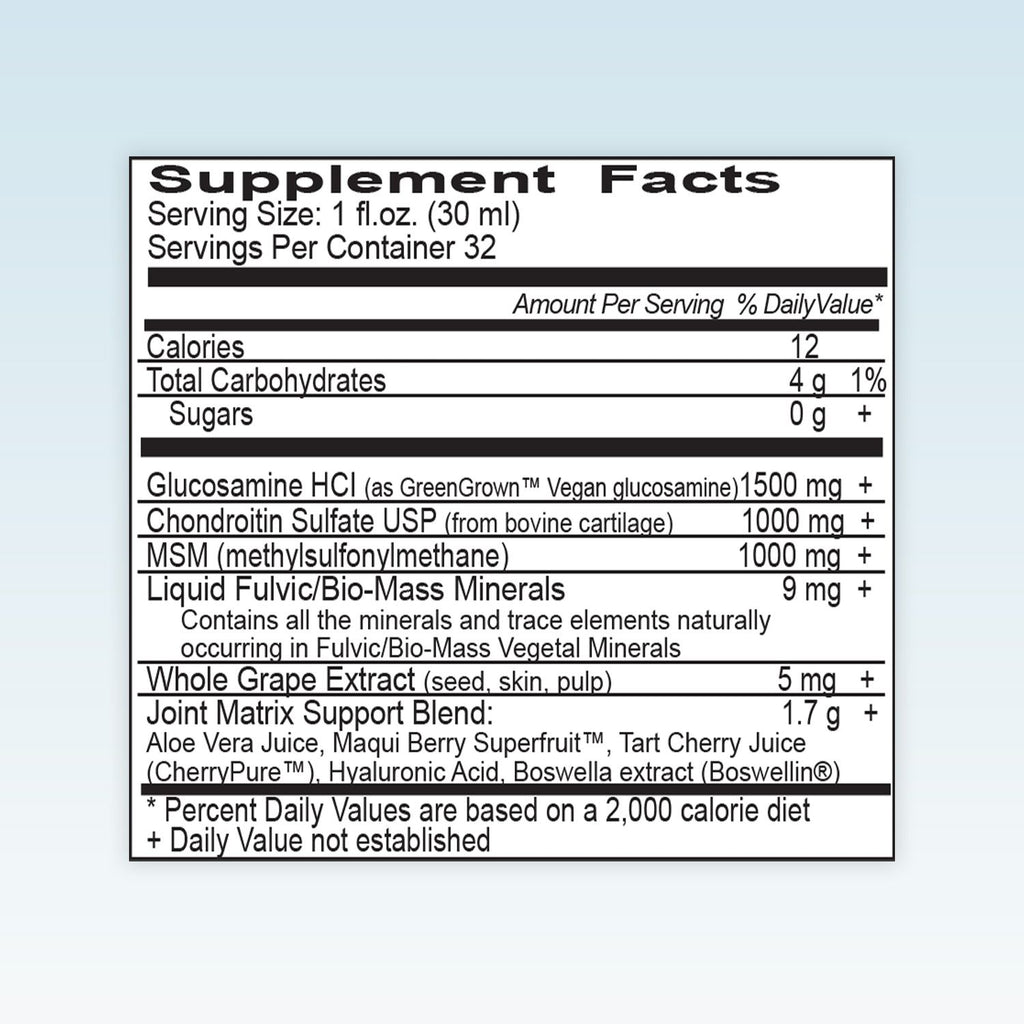 Vital Earth Joint Support Supplement with Fulvic Acid Trace Minerals - Liquid MSM/Liquid Glucosamine Chondroitin for Humans, Aloe Vera/Tart Cherry Juice/Hyaluronic Acid/Boswellia, 32 Fl Oz