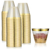 100 Pack 9Oz Plastic Cups Gold Glitter W/ Rim Prem Disposable Party