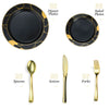 180-Piece Black & Gold Plates Dinnerware Set W/ Plastic Silverware