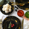 180-Piece Black & Gold Plates Dinnerware Set W/ Plastic Silverware
