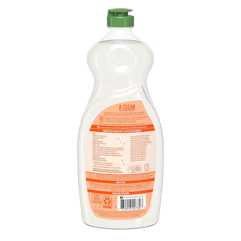 Seventh Generation Dish Liquid - Lemongrass and Clementine Zest - 25 oz,SEVENTH GENERATION,OxKom