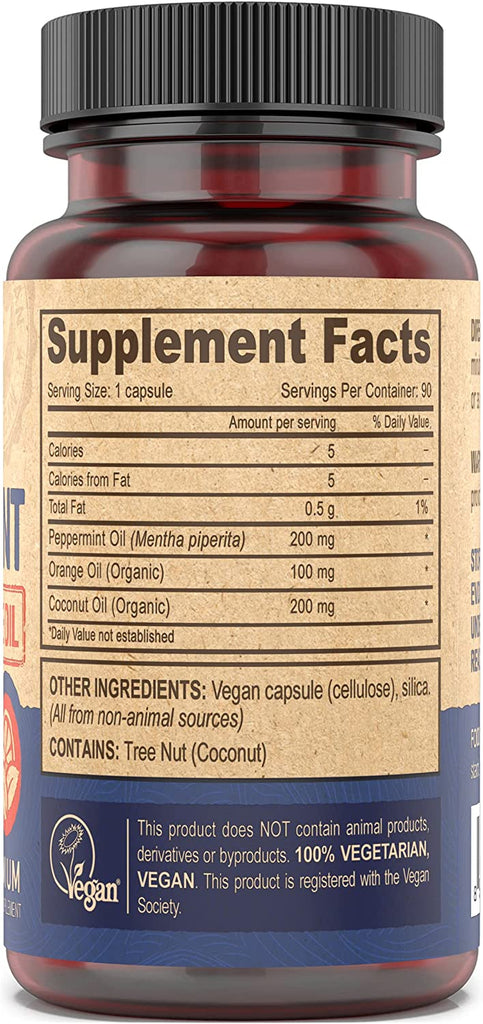 Deva Nutrition Vegan Peppermint Oil Delayed Release Capsules, 90 Count