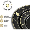 252-Piece Black and Gold Plates, Napkins, Party Supplies, Dinnerware for Adults (36 sets), Gold Plastic Plate Set, Small & Large, Durable Disposable Silverware, Paper Napkins, Cups for Elegant Parties,Chateau Fine Tableware,OxKom