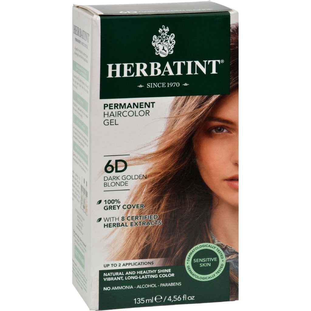 Herbatint Permanent Herbal Haircolour Gel 6D Dark Golden Blonde - 135 ml,HERBATINT,OxKom