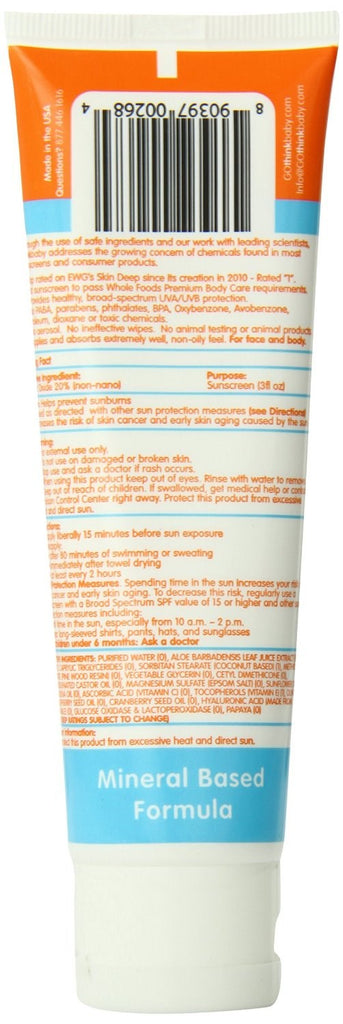 Thinkbaby Baby Suncreen - Spf 50+ - 3 Fl Oz