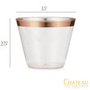 100 Pack 9oz Plastic Cups Gold Glitter with a Gold Rim - Premium Disposable Party Cups - Elegant and Classy Sturdy Cups - Weddings Birthdays Anniversaries and Other Social Events