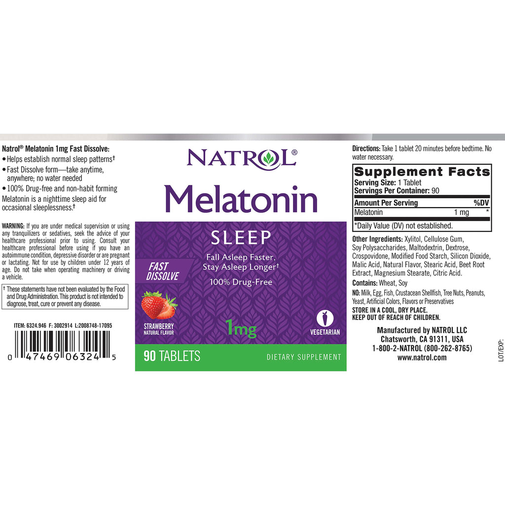 Natrol Fast Dissolving Melatonin - 1 mg - 90 tabs,NATROL,OxKom