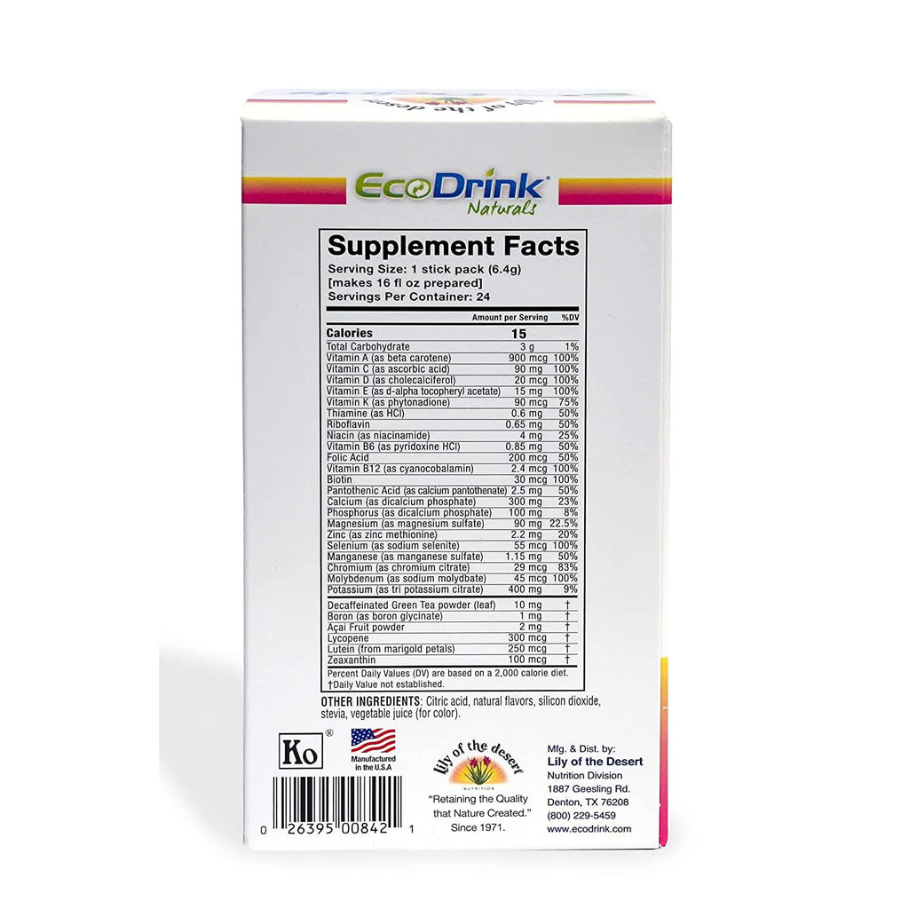 Lily Of The Desert Nutrition Ecodrink Trial Size Strawberry Lemonade,Eco Drink,OxKom
