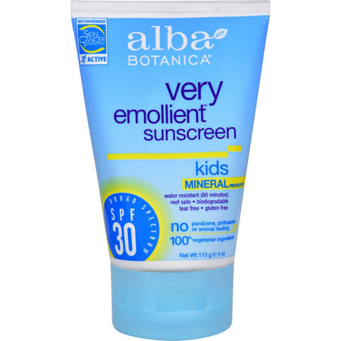 Botanica Very Emollient Natural Sun Block Mineral Protection Kids SPF 30 - 4 oz,Alba Botanico,OxKom