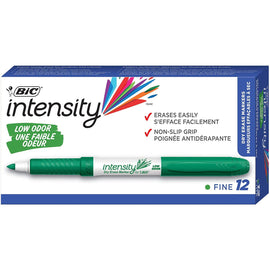Great Erase Grip Dry Erase Markers, Fine Point, Green, Dozen,BIC,OxKom