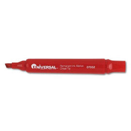 UNIVERSAL OFFICE PRODUCTS, Permanent Markers, Chisel Tip, Red, Dozen,UNIVERSAL OFFICE PRODUCTS,OxKom