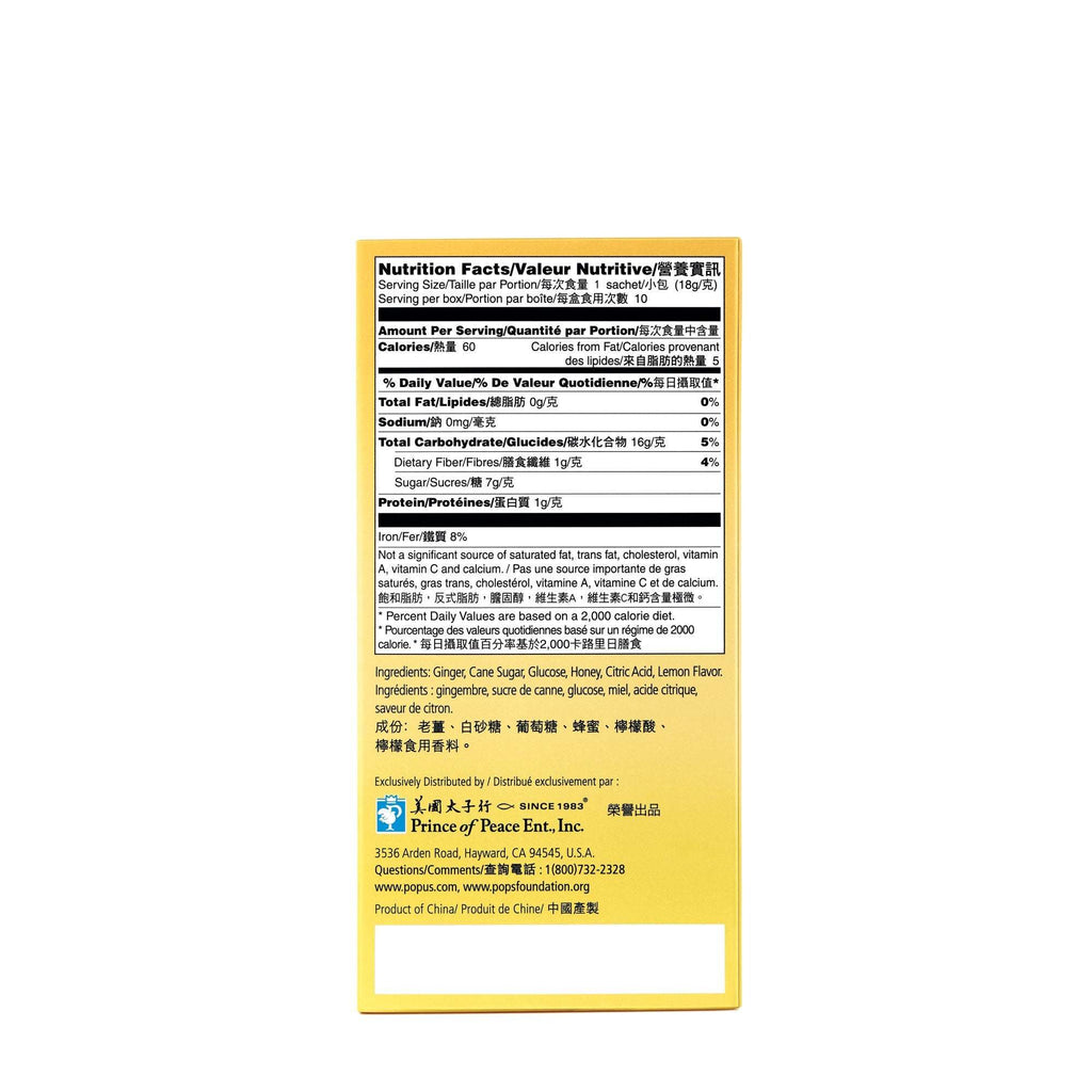 Prince of Peace Tea - Instant - Ginger Honey Crystals - with Lemon - 10 Sachets,PRINCE OF PEACE,OxKom