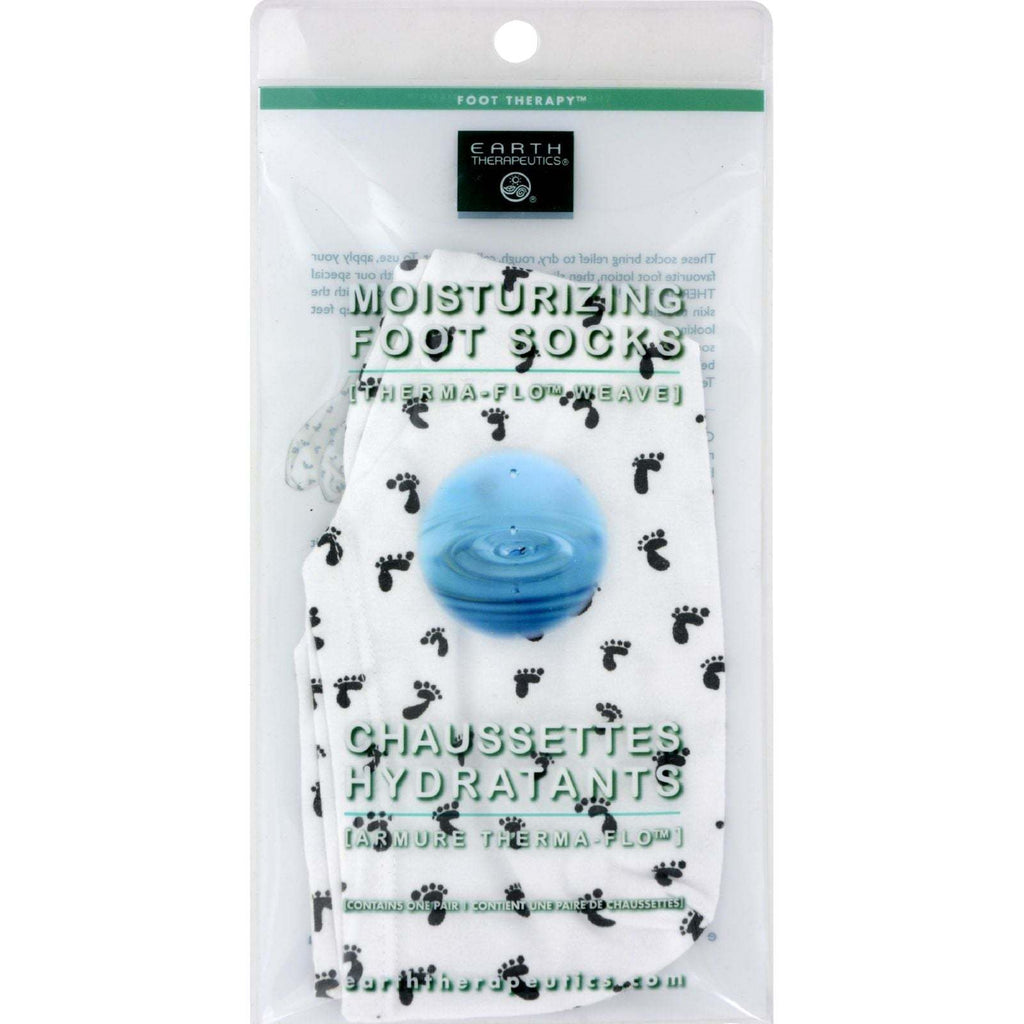 Earth Therapeutics Moisturizing Foot Sock - White with Footprints,EARTH THERAPEUTICS,OxKom
