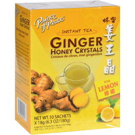 Prince of Peace Tea - Instant - Ginger Honey Crystals - with Lemon - 10 Sachets,PRINCE OF PEACE,OxKom