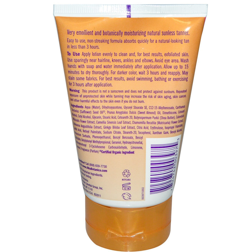 Alba Botanica Very Emollient Sunless Golden Tanning Natural Formula - 4 Oz,Alba Botanico,OxKom