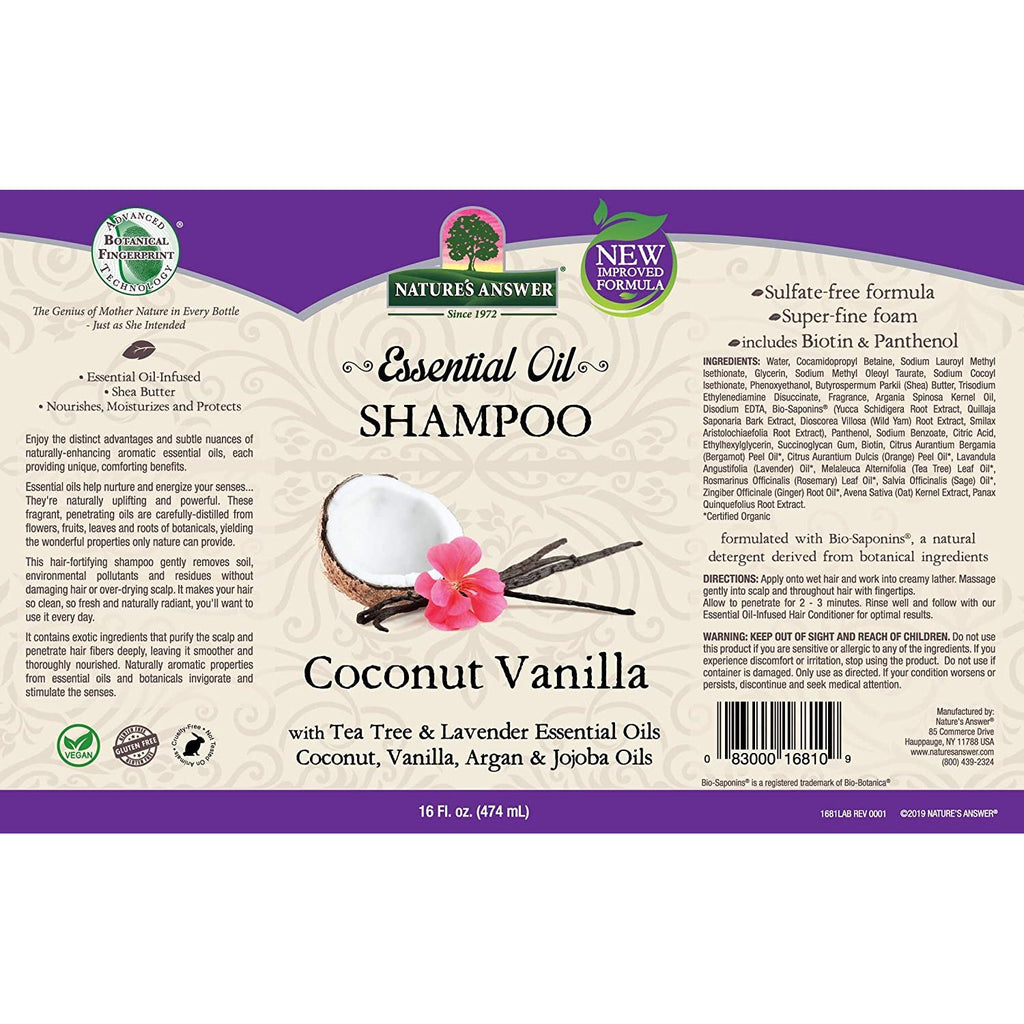 NATURE'S ANSWER, SHAMP,ESS OIL,CNUT VAN 16 OZ,NATURE'S ANSWER,OxKom