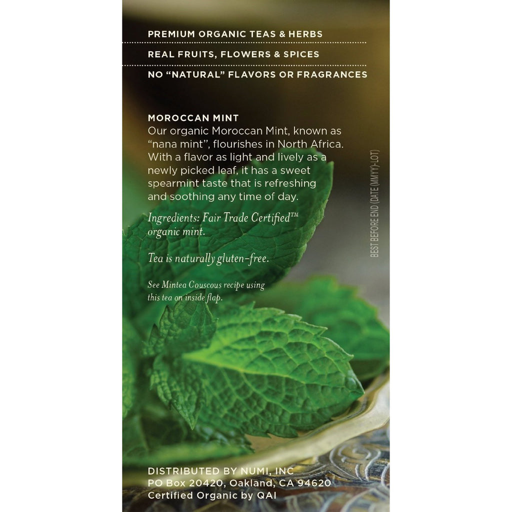 Numi Organic Tea Moroccan Mint - 18 Tea Bags,NUMI TEA,OxKom